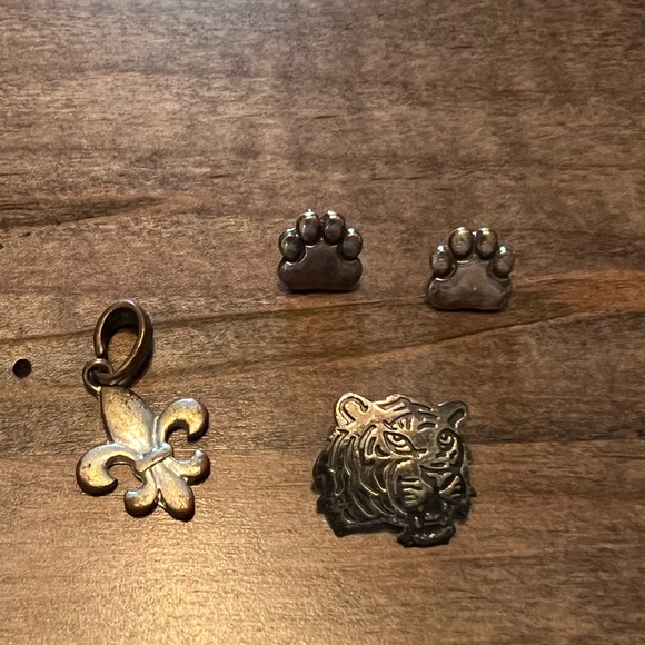 LSU/Fleur de Lis Sterling Silver Jewelry Set - Picture 1 of 2